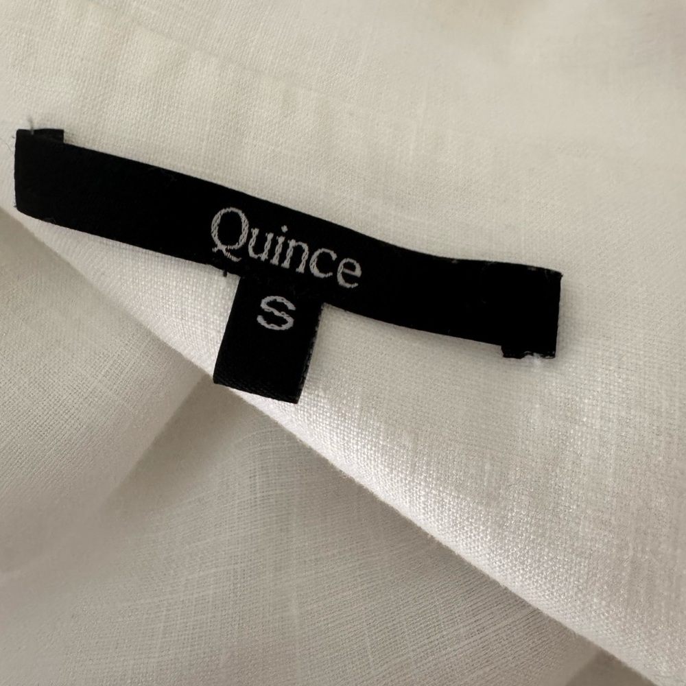 Quince 100% European Linen Short Sleeve Shirt White S Boxy Button Front - Picture 4 of 8